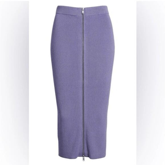 open edit Dresses & Skirts - open edit | RIB ZIP FRONT SWEATER KNIT SKIRT XS Purple Lavender